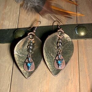 Bronze arrowhead drop earrings